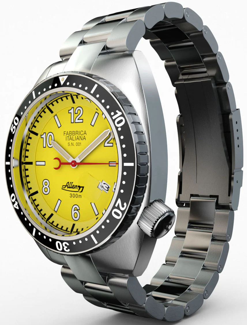 Allemano Watch 1973 Diver Shark Yellow + Depth Gauge - Image 2