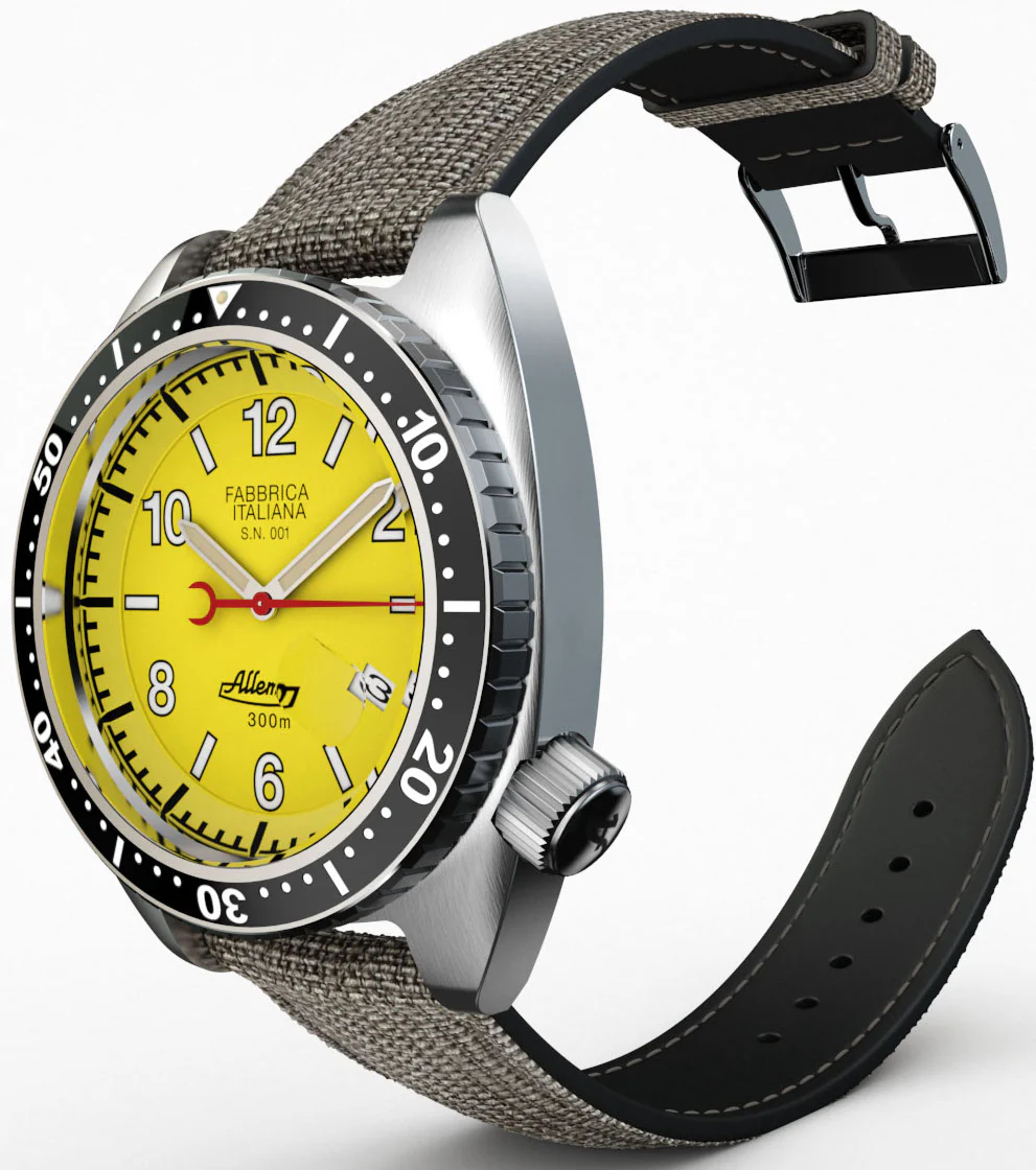 Allemano Watch 1973 Diver Shark Yellow + Depth Gauge - Image 4