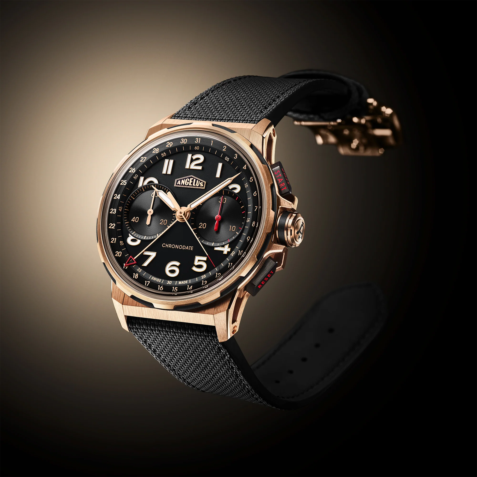 Angelus Chronodate Red Gold Rubber Watch - Image 2