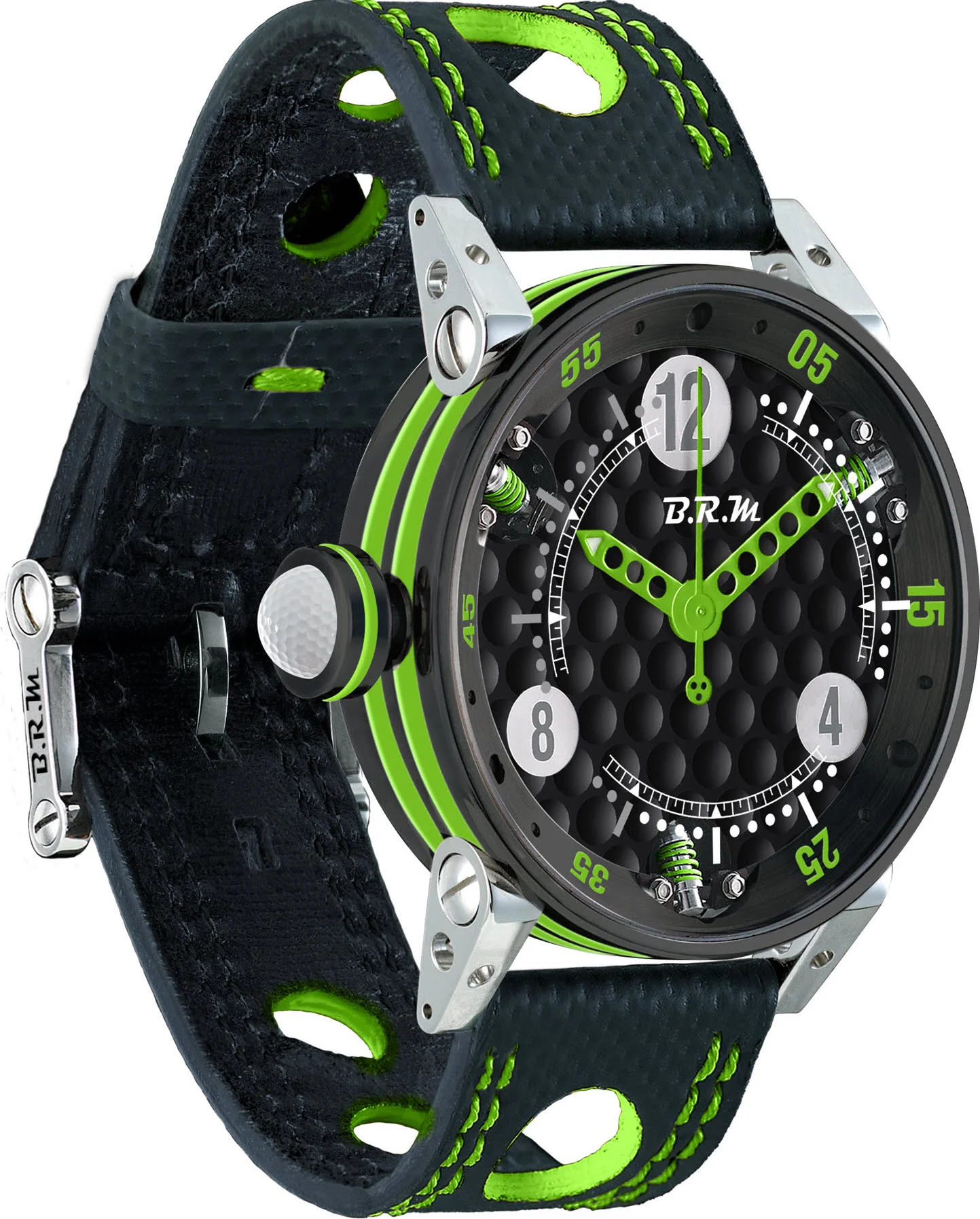 B.R.M. Watches Golf Master Ladies Lime Green Hands Watch