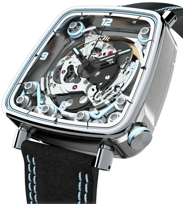 B.R.M. Watches FF39-40 Grey Titanium Light Blue Watch