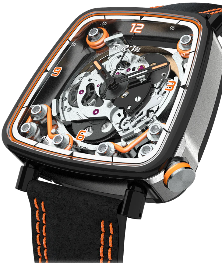 B.R.M. Watches FF39-40 Grey Titanium Black PVD Orange Watch