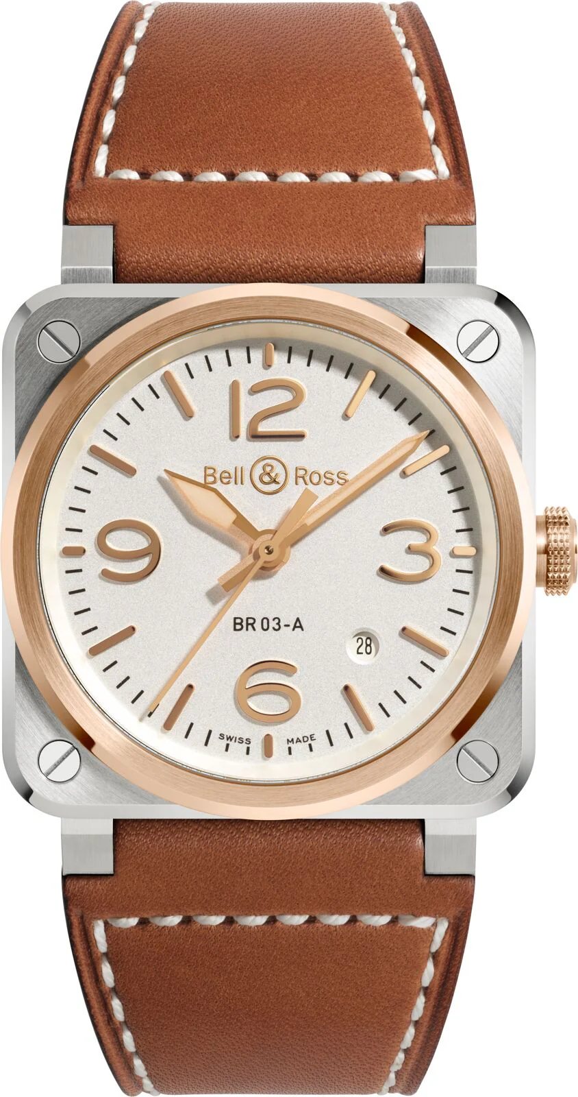 Bell & Ross BR 03 White Steel And Gold Watch