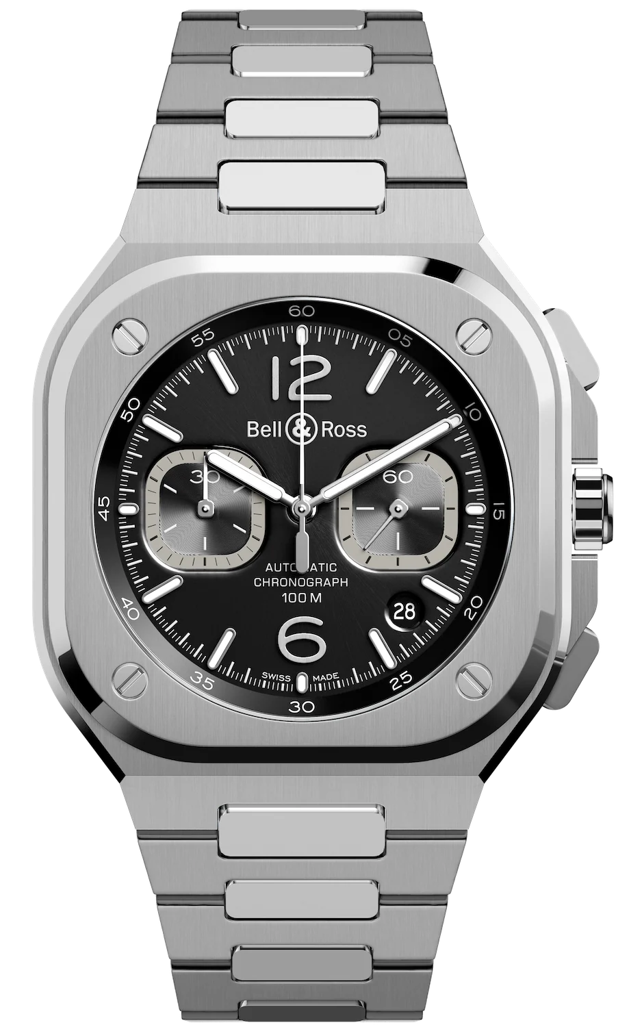 Bell & Ross Watch BR 05 Chrono Black Steel Bracelet D