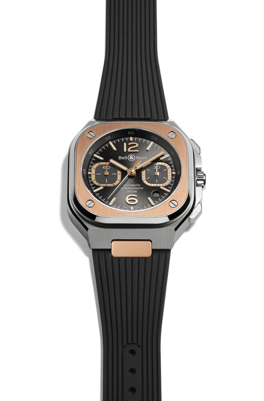 Bell & Ross BR 05 Chrono Grey Steel Gold Rubber Watch - Image 2