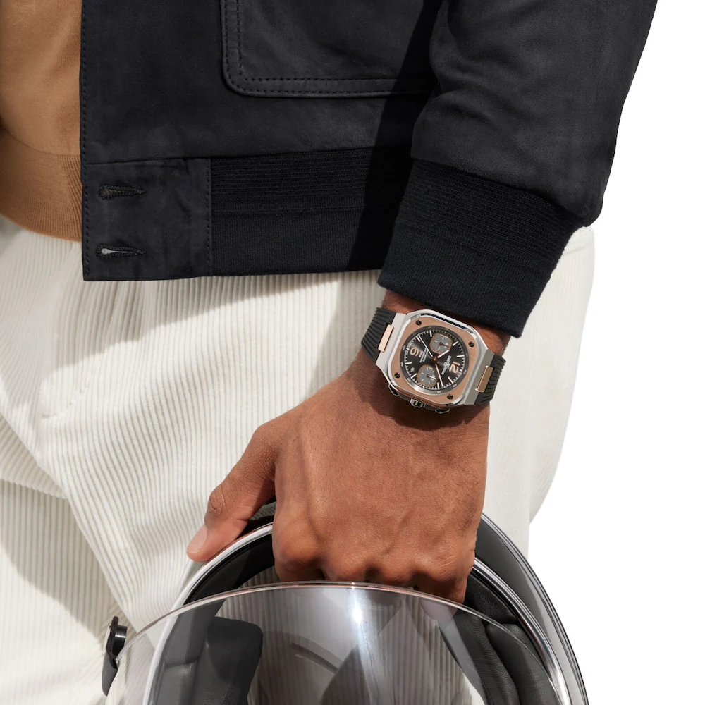 Bell & Ross BR 05 Chrono Grey Steel Gold Rubber Watch - Image 3