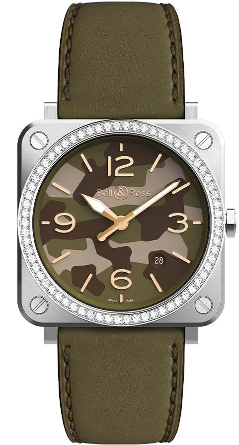 Bell & Ross Watch BRS Green Camo Diamond