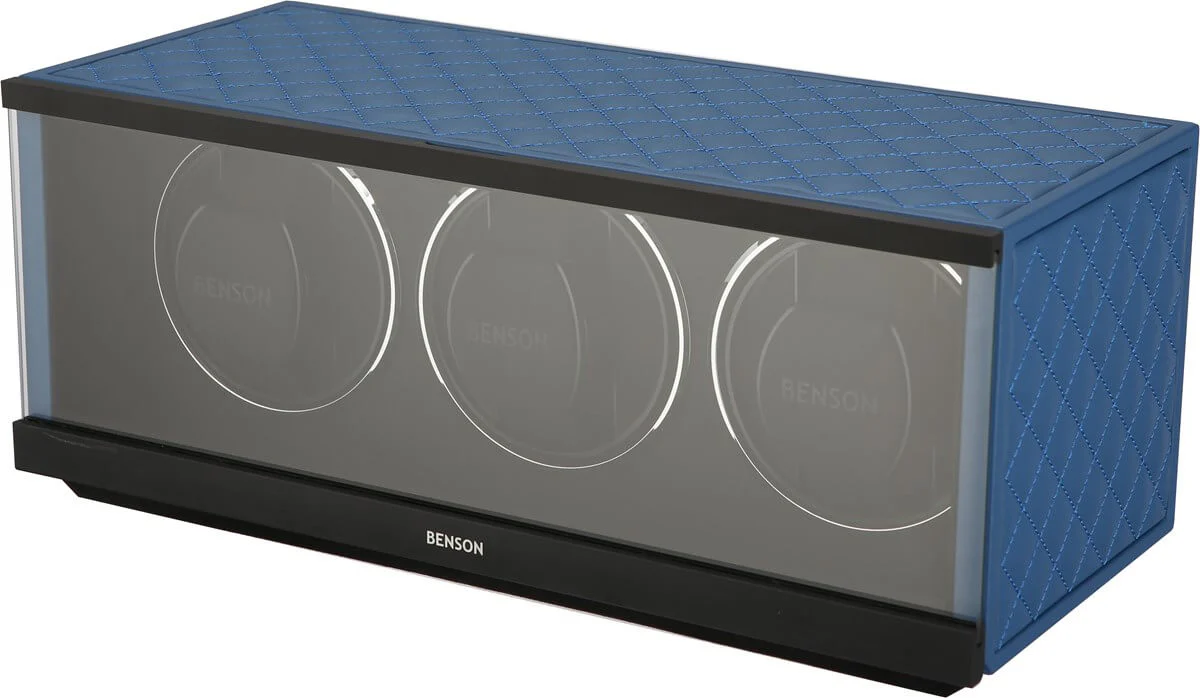 Benson Watch Winder Triple Swiss Series 3.20 Blue Leather Limited Edition - Image 2