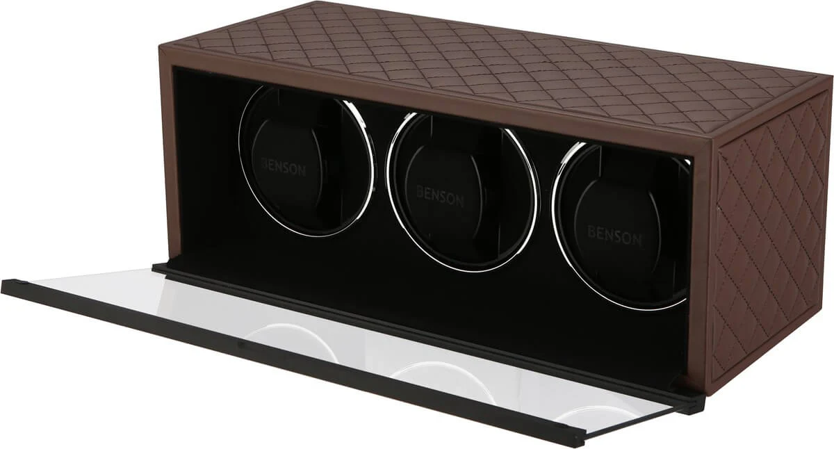 Benson Watch Winder Triple Swiss Series 3.20 Dark Brown Leather