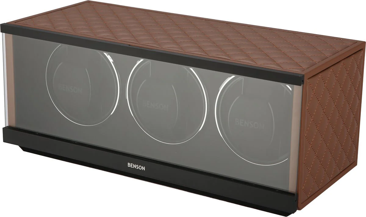 Benson Watch Winder Triple Swiss Series 3.20 Light Brown Leather - Image 2