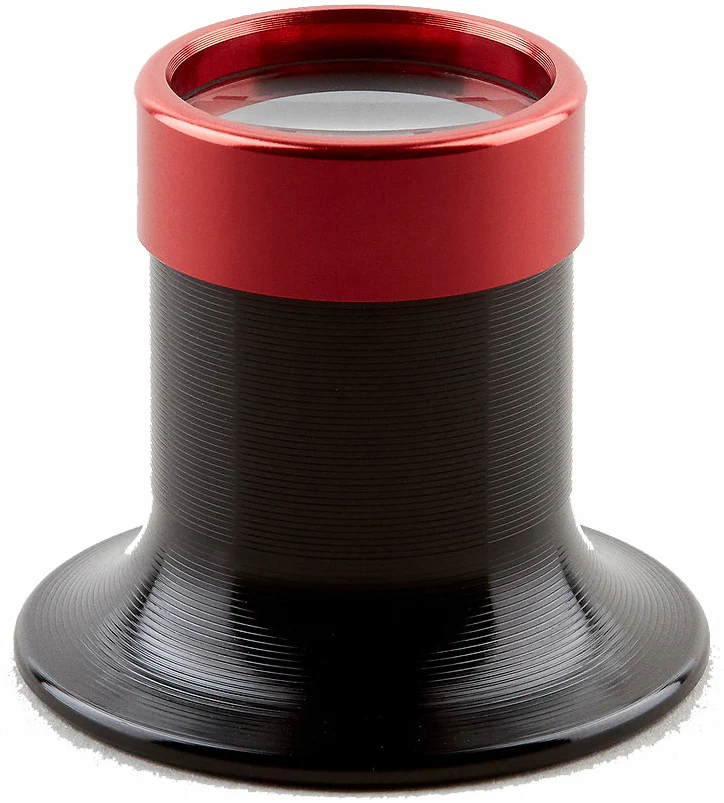 Bernard Favre Watchmakers Eye Loupe Red Tool Black Aluminium With Black Leather Red Stitching - Image 3