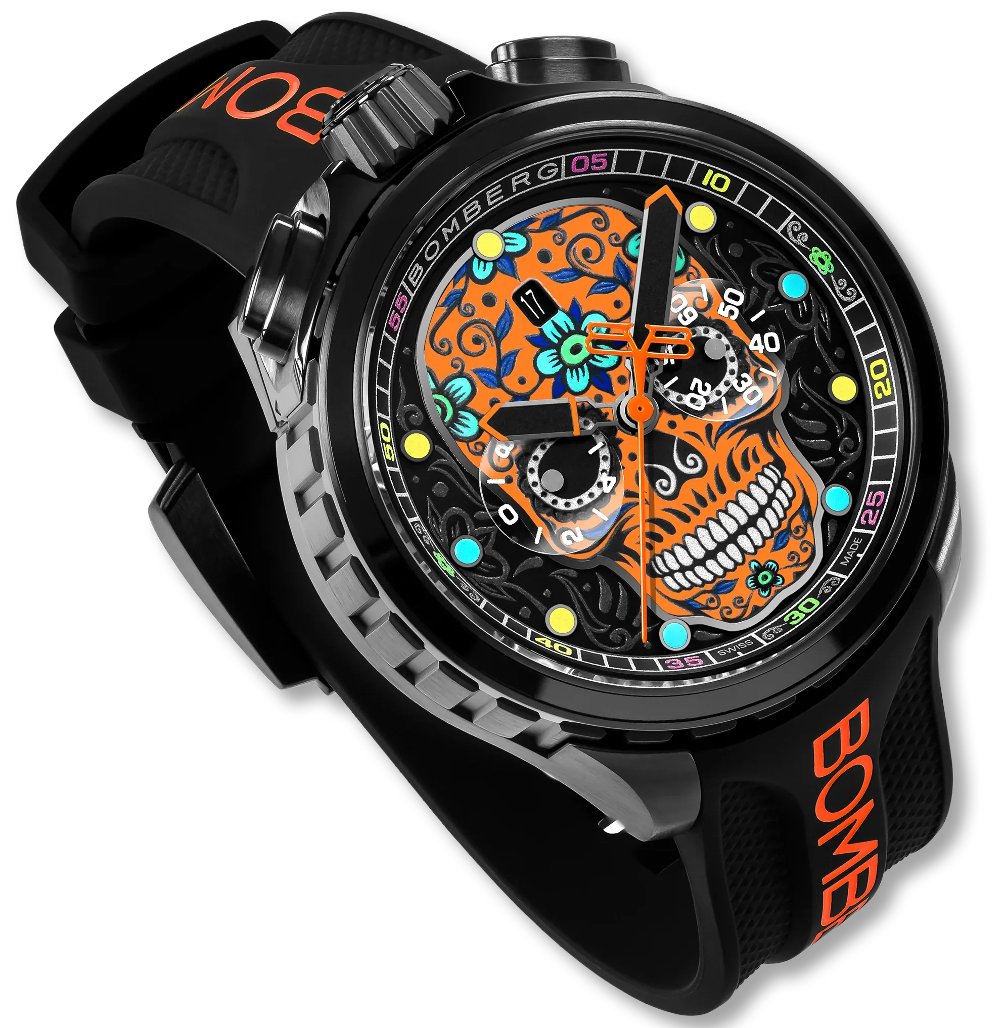 Bomberg Sugar Skull Orange Watch - Image 5