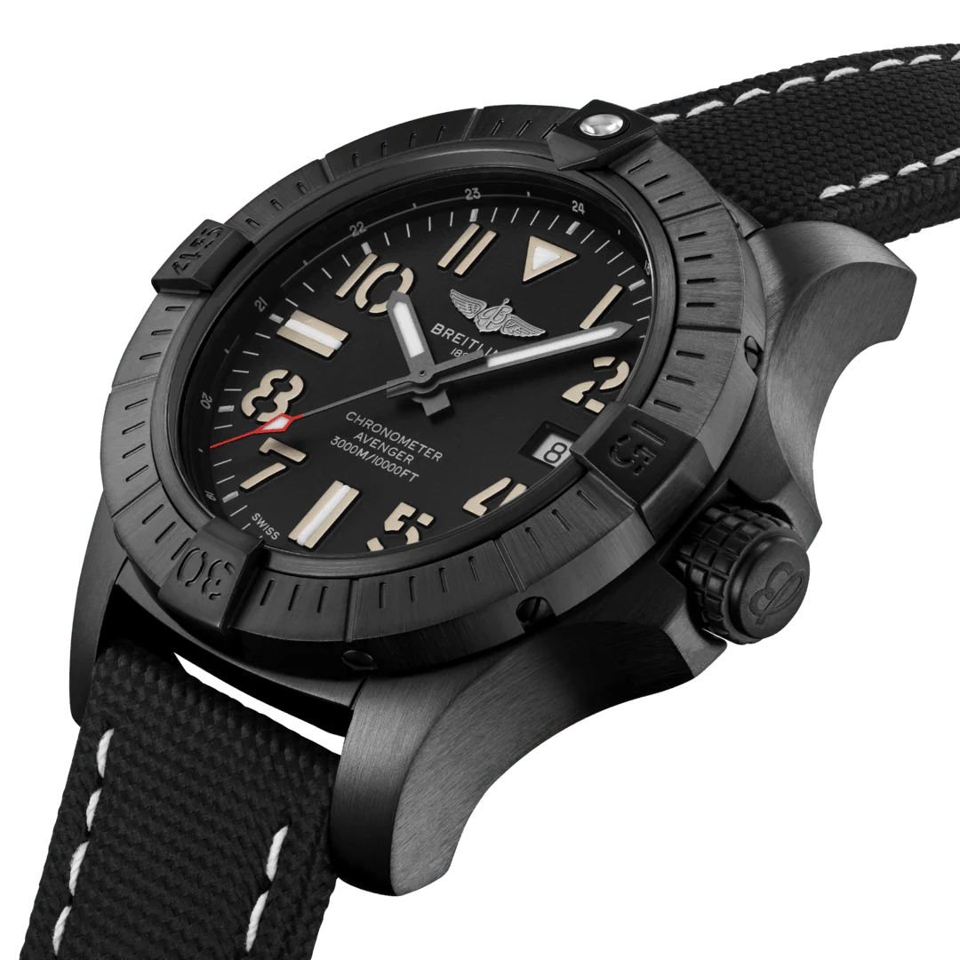 Breitling Watch Avenger Automatic 45 Seawolf Night Mission Leather Folding Clasp D - Image 3