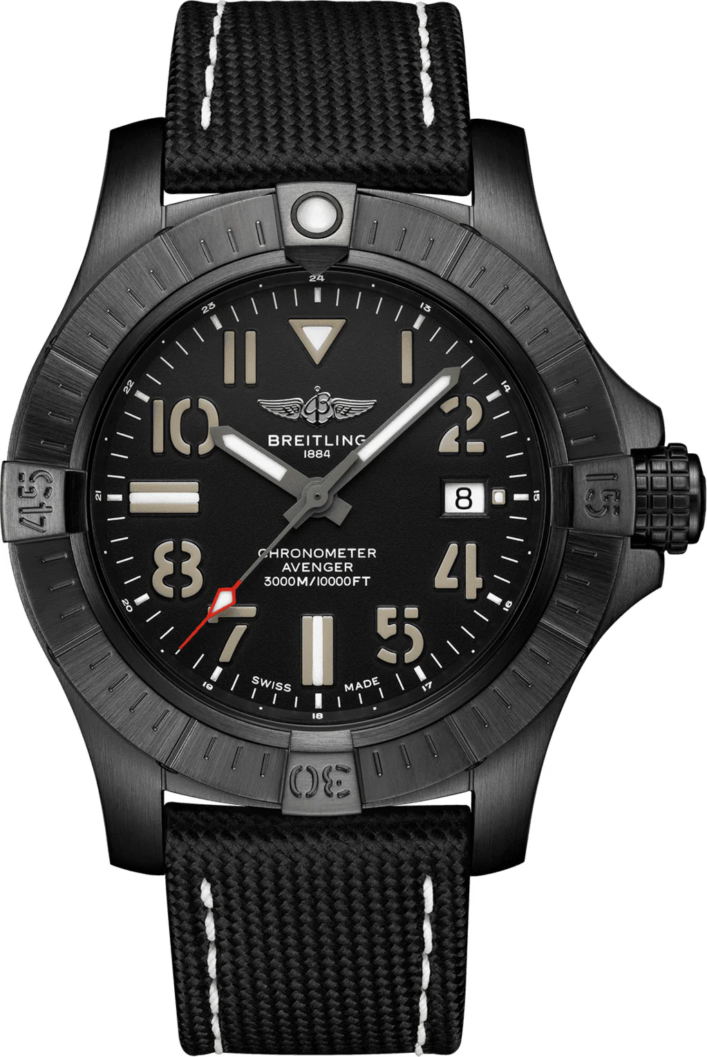 Breitling Watch Avenger Automatic 45 Seawolf Night Mission Leather Tang Type