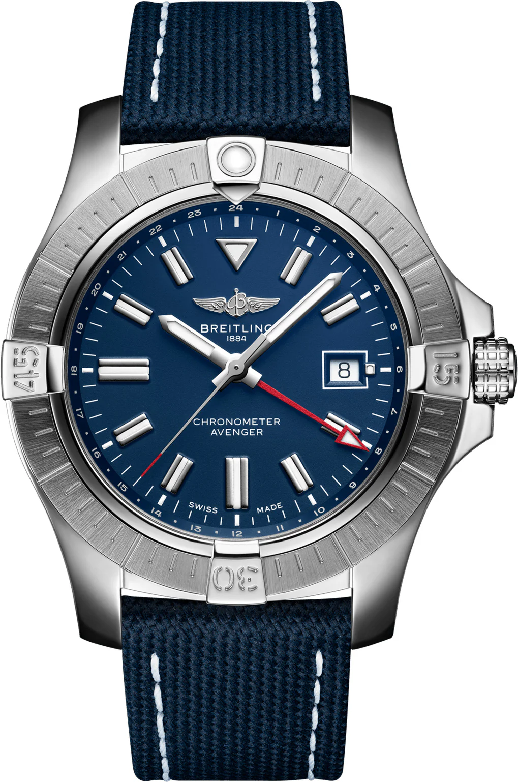 Breitling Watch Avenger Automatic GMT 45 Leather Folding Clasp