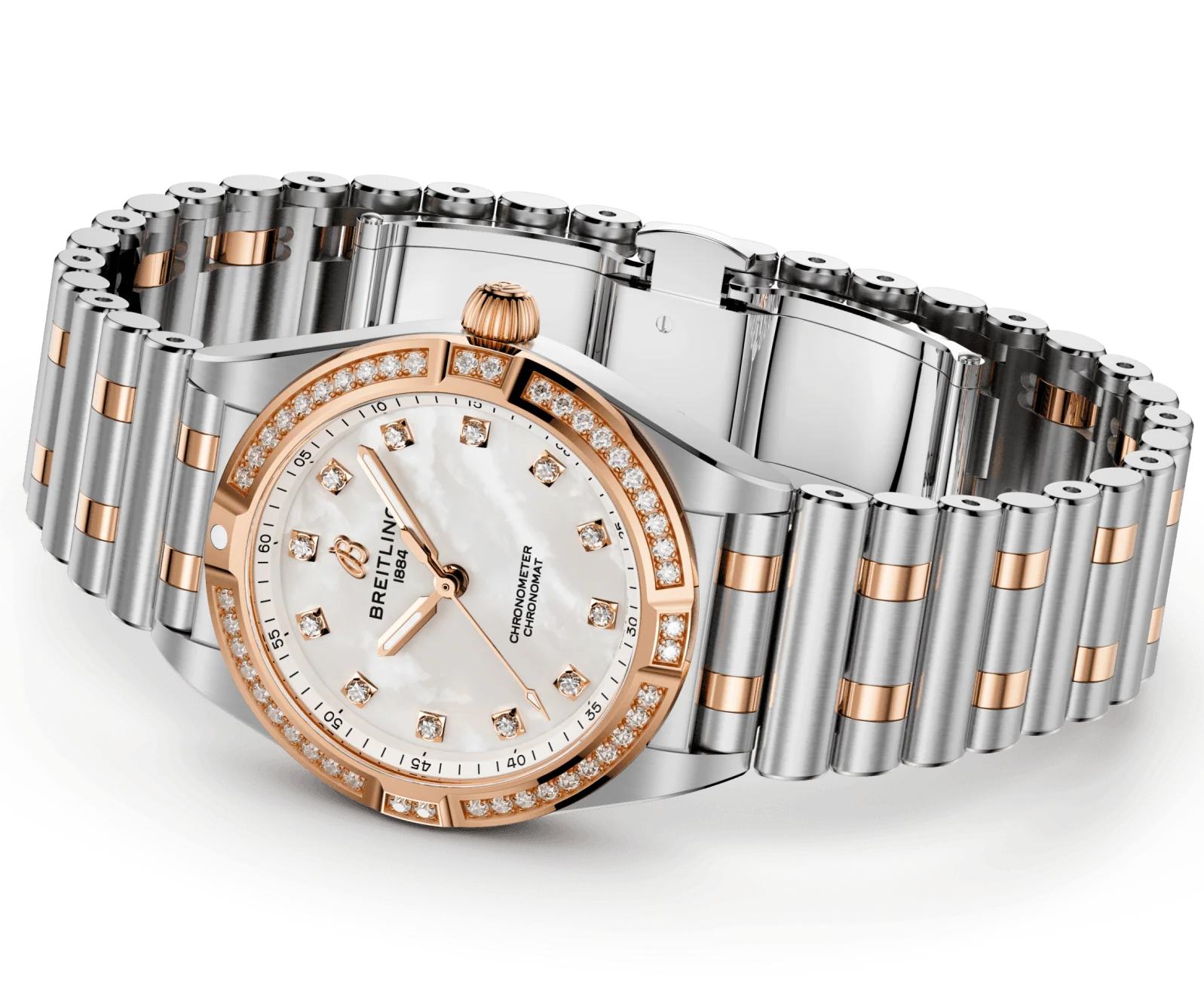 Breitling Chronomat 28 18k Red Gold Bracelet Watch - Image 5