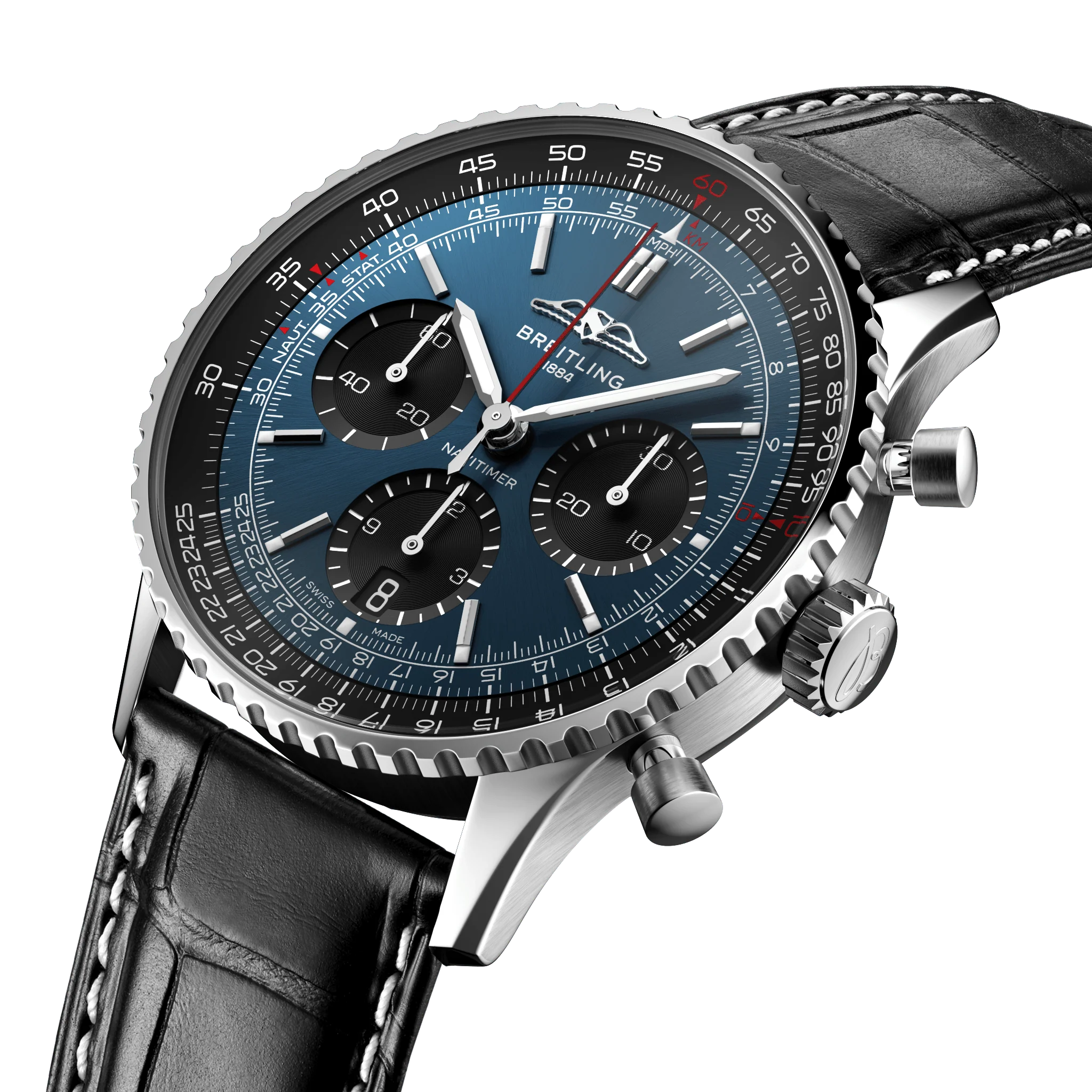 Breitling Navitimer B01 41 Black Croc Folding Clasp Watch - Image 2