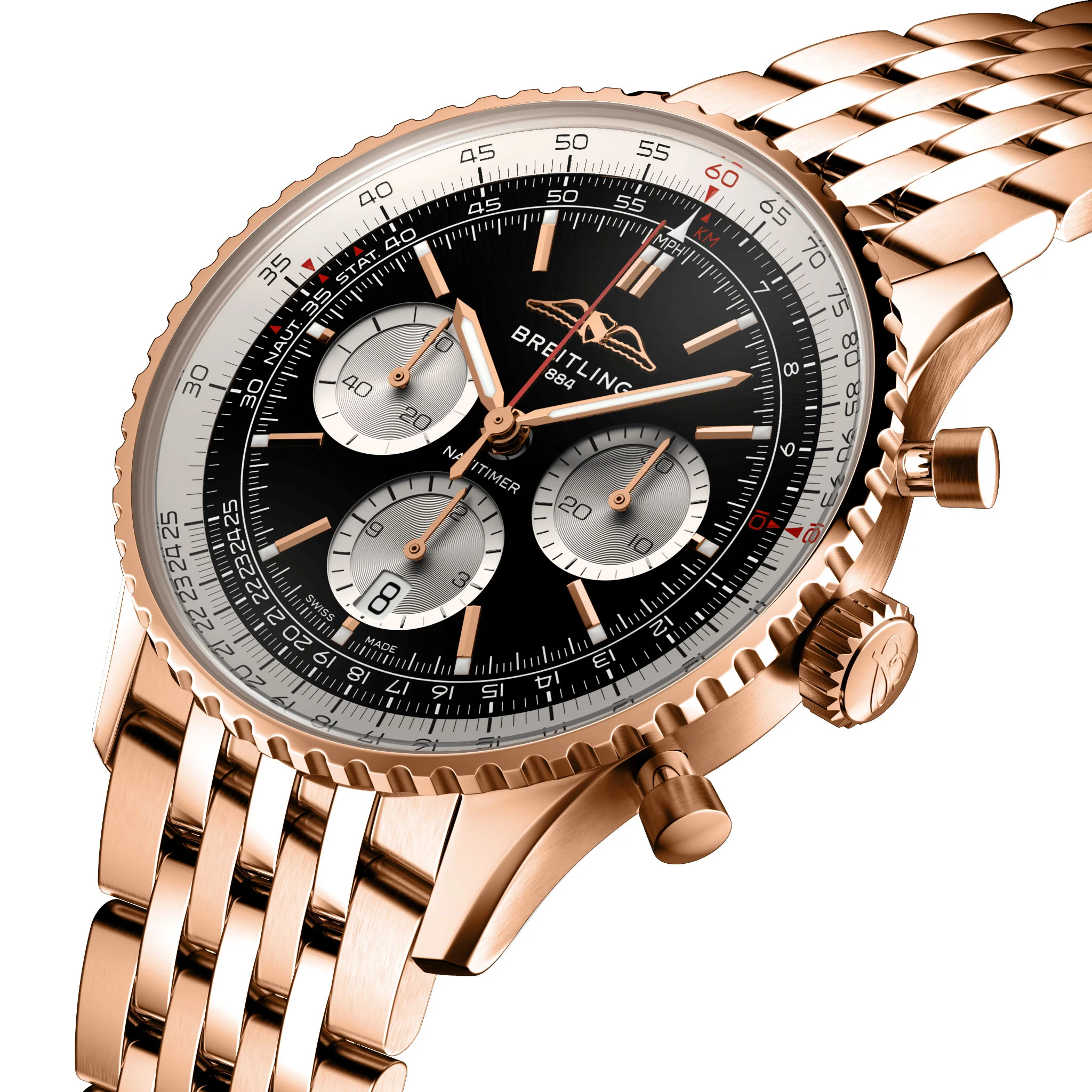 Breitling Navitimer B01 Chronograph 43 Black 18k Red Gold Watch - Image 3