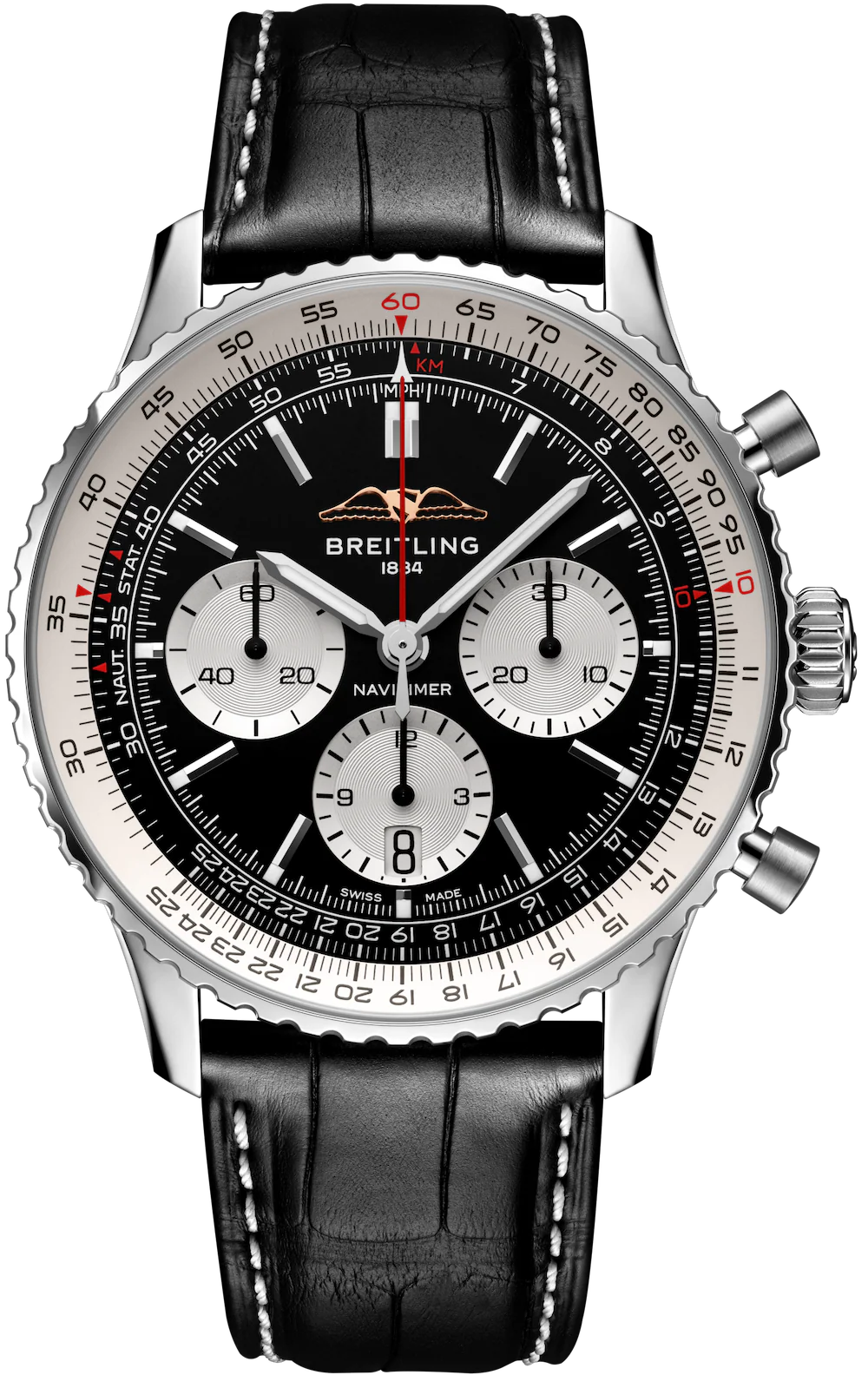 Breitling Navitimer B01 43 Black Croc Folding Clasp Watch
