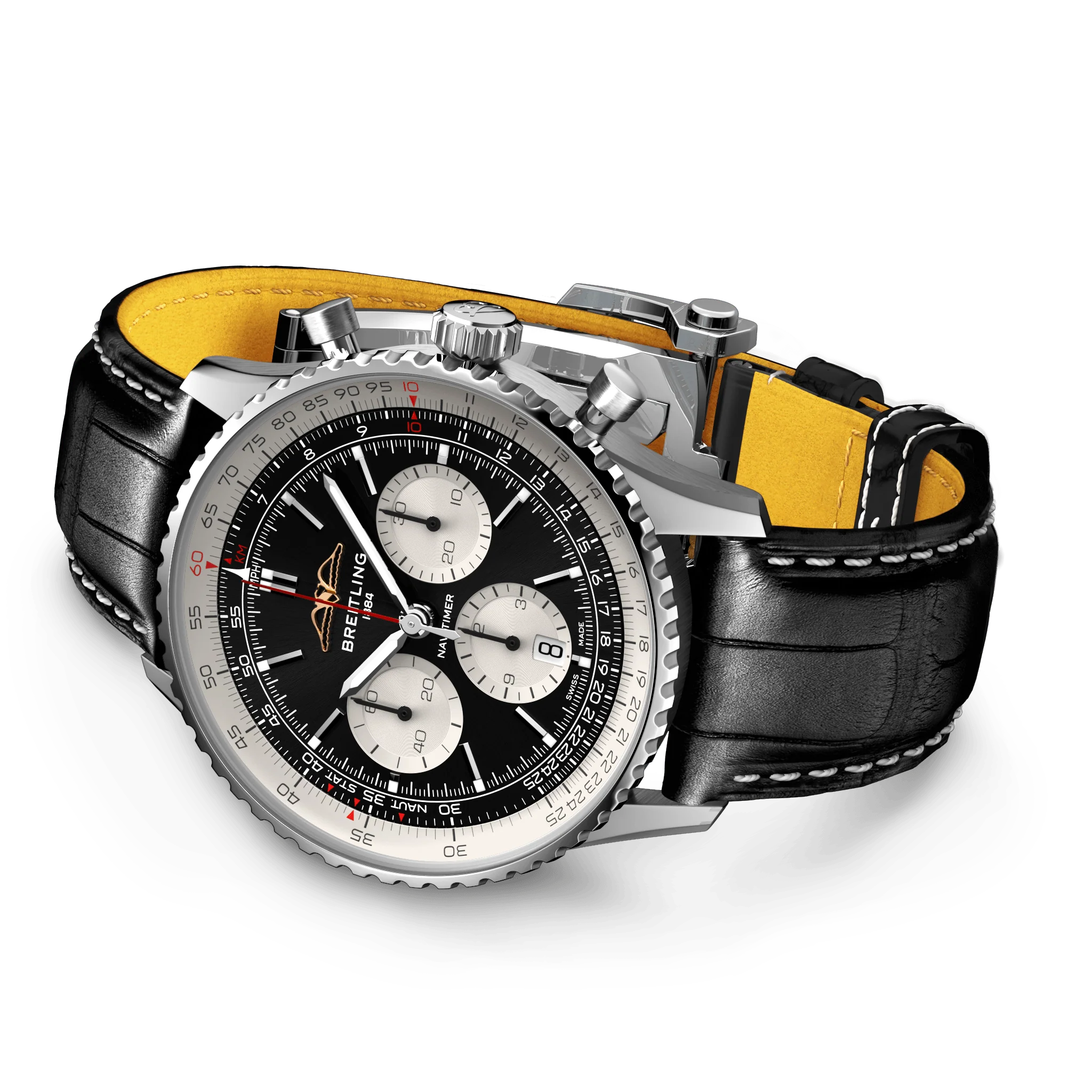 Breitling Navitimer B01 43 Black Croc Folding Clasp Watch - Image 3