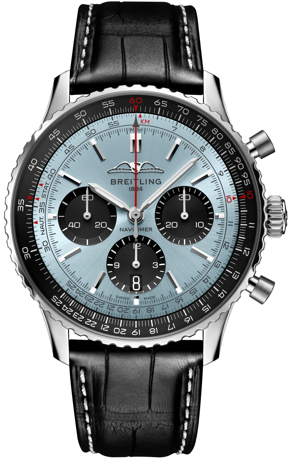 Breitling Navitimer B01 43 Black Croc Folding Clasp Watch