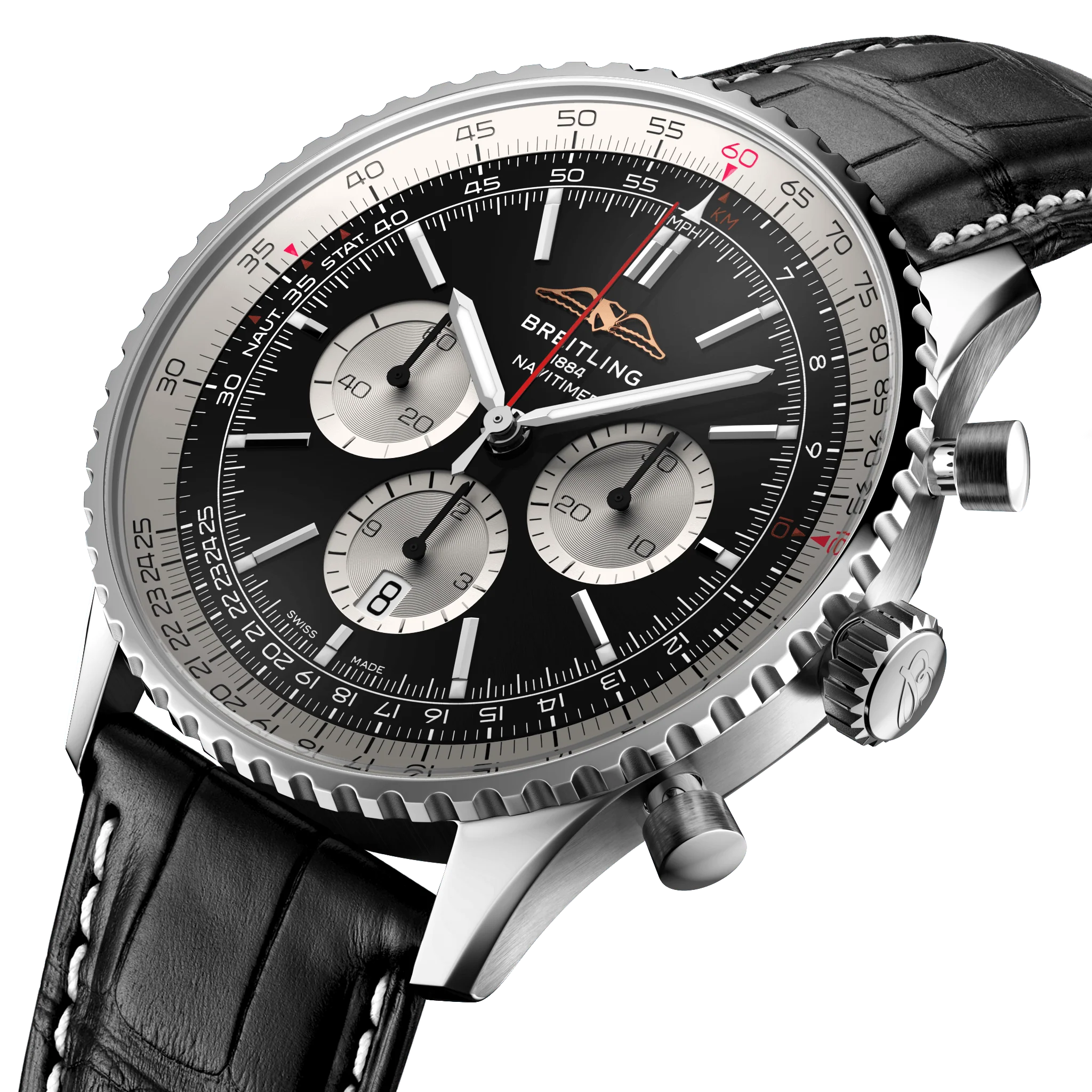 Breitling Navitimer B01 46 Black Croc Folding Clasp Watch - Image 2
