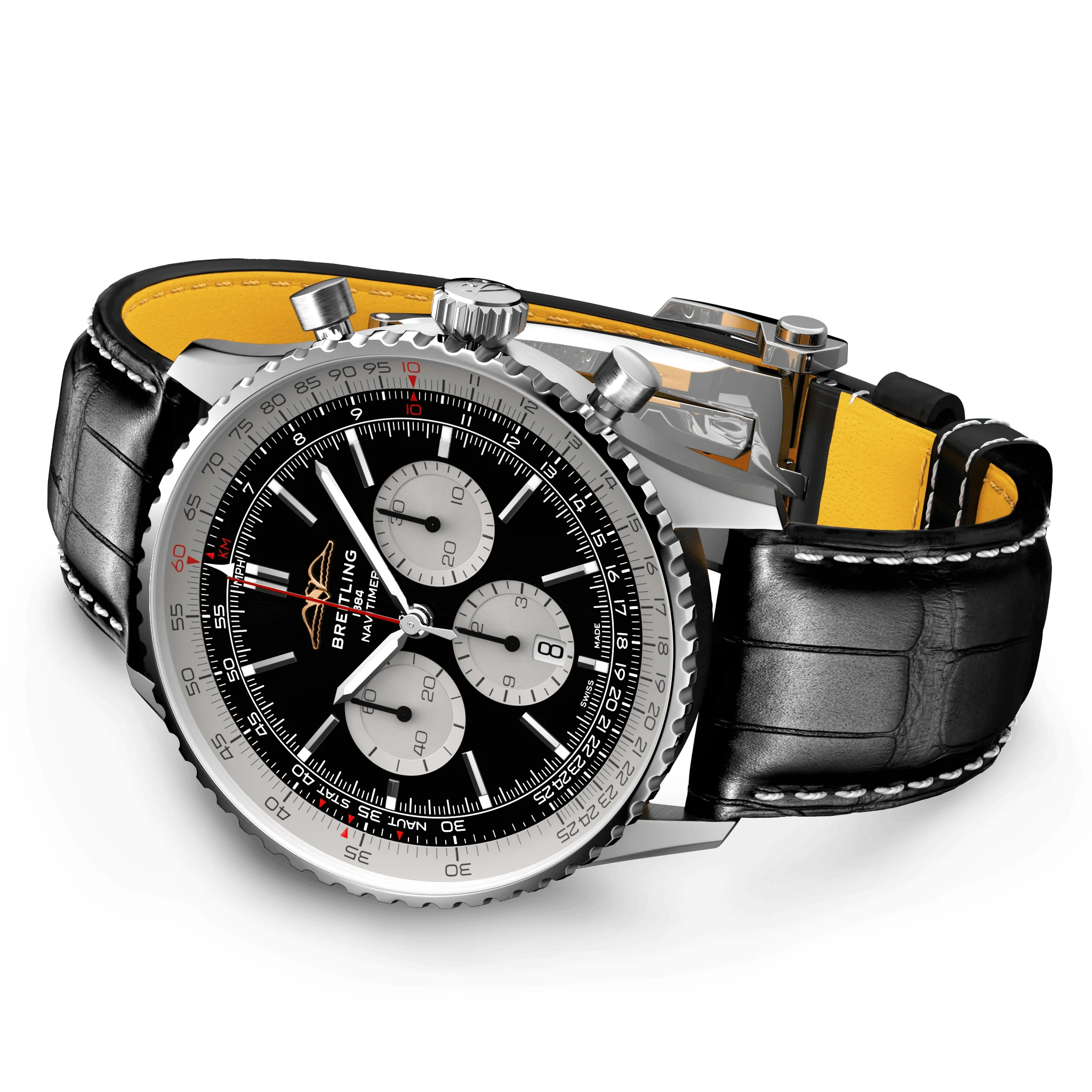 Breitling Navitimer B01 46 Black Croc Folding Clasp Watch - Image 3