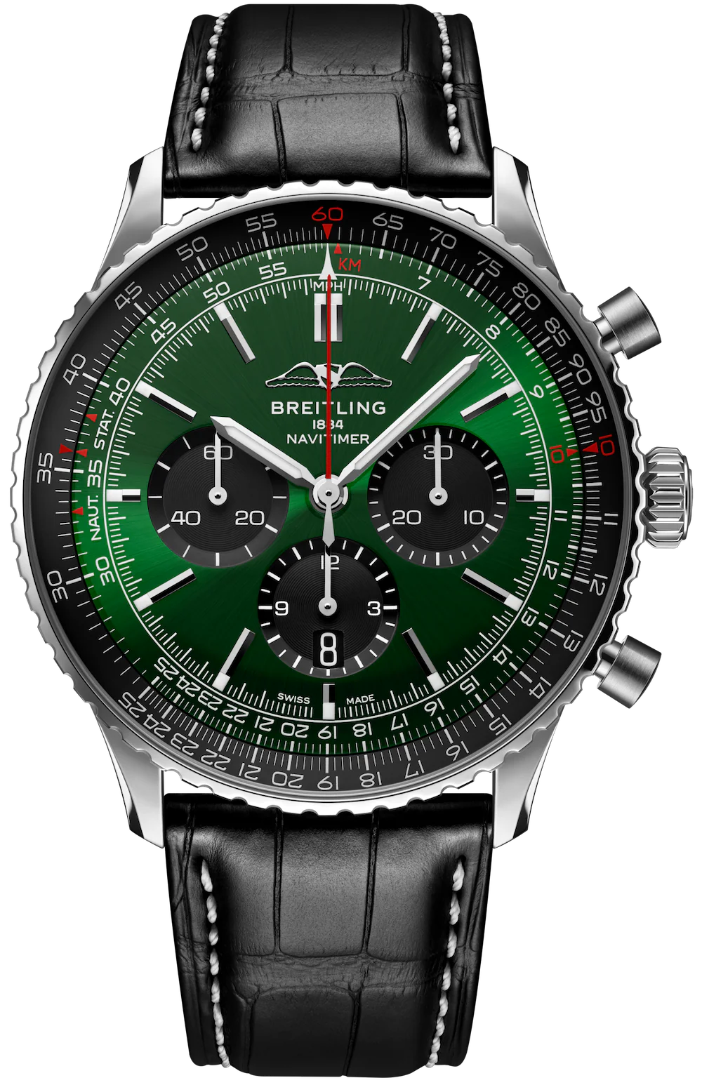 Breitling Navitimer B01 46 Black Croc Folding Clasp Watch