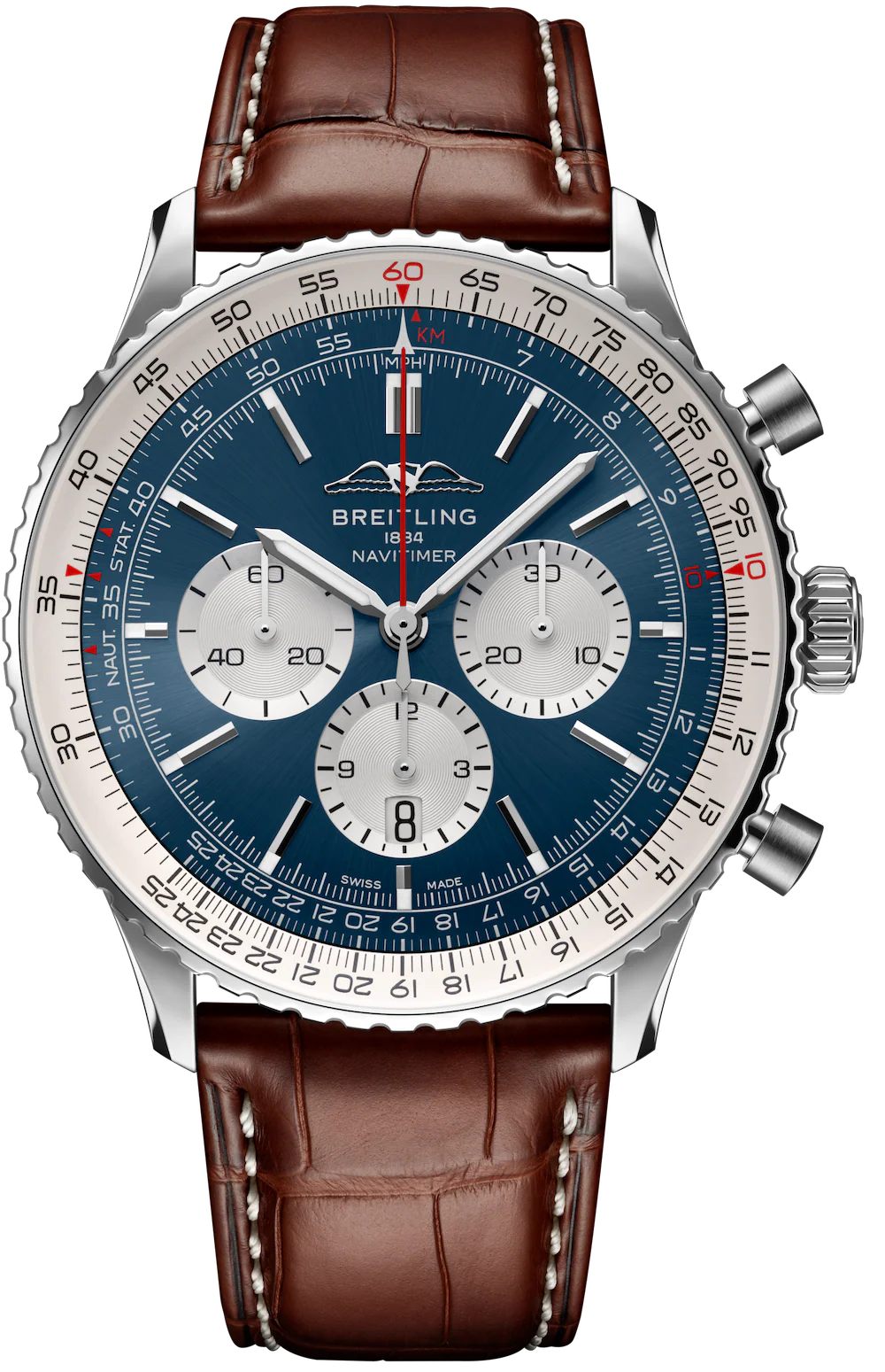 Breitling Navitimer B01 46 Brown Croc Folding Clasp Watch