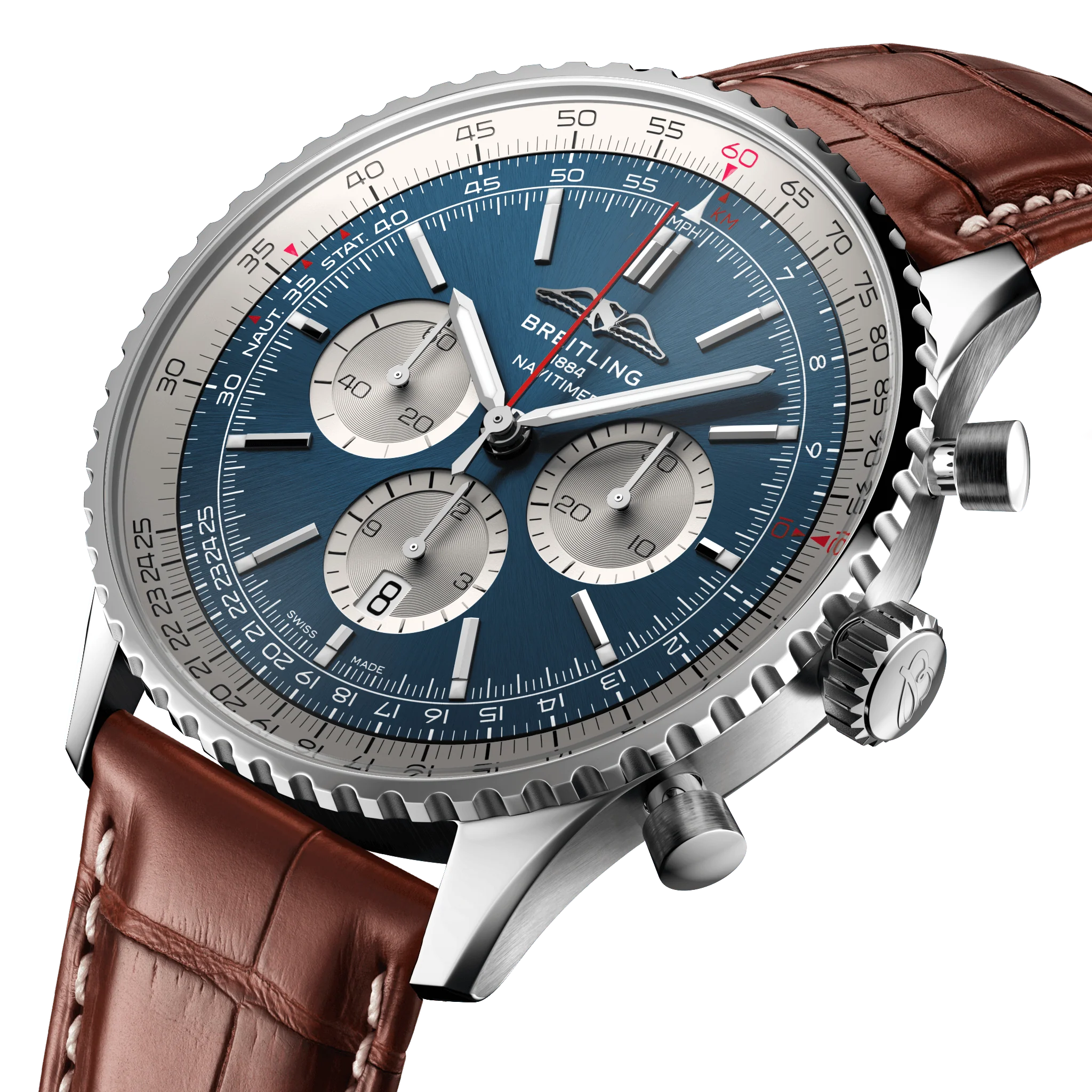 Breitling Navitimer B01 46 Brown Croc Folding Clasp Watch - Image 2