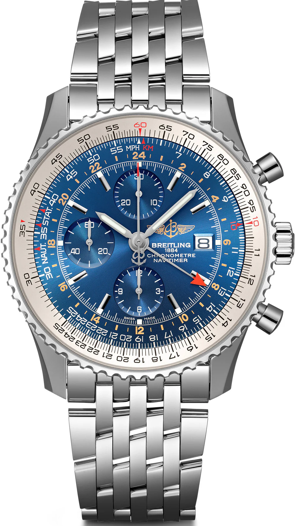 Breitling Watch Navitimer Chronograph GMT 46 Steel Bracelet