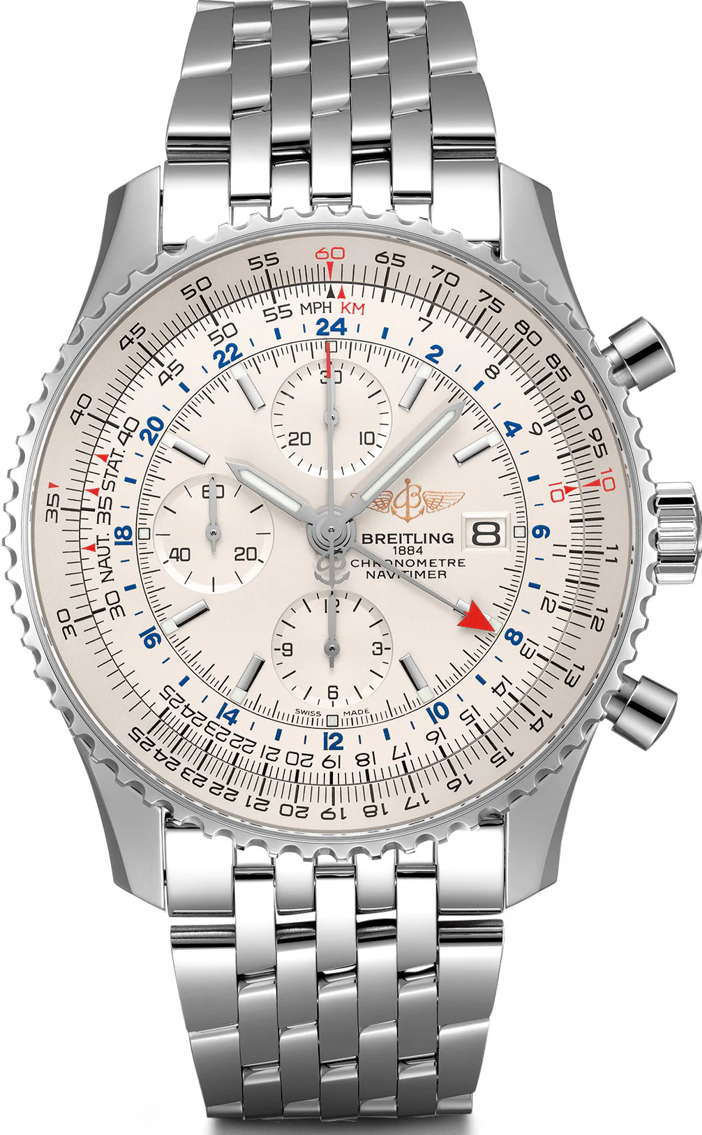 Breitling Watch Navitimer Chronograph GMT 46 Steel Bracelet