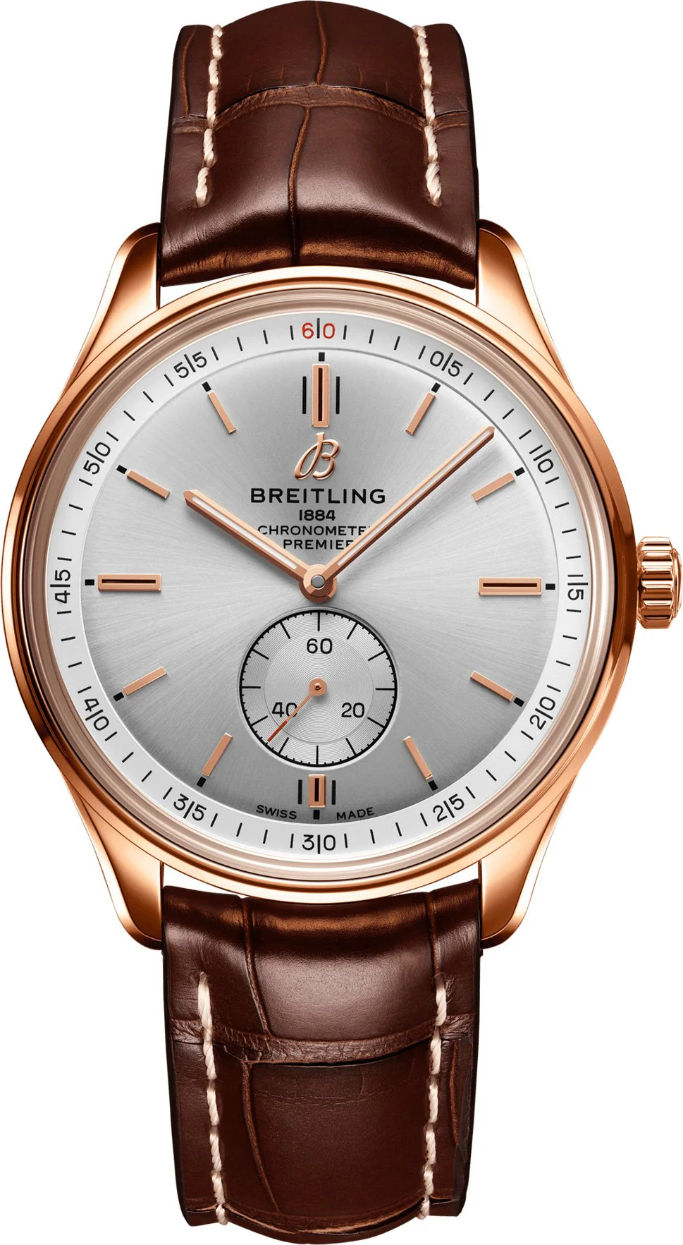 Breitling Watch Premier Automatic 40 Red Gold Silver