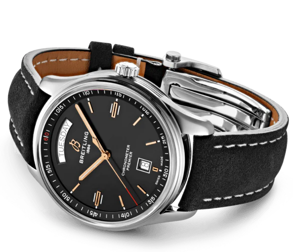 Breitling Watch Premier Automatic Day and Date 40 Black Nubuck Tang - Image 3