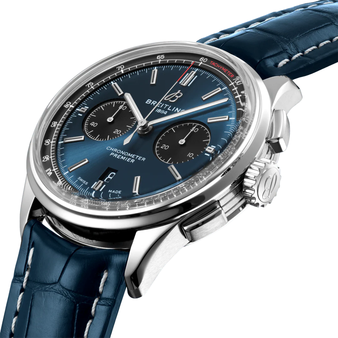 Breitling Watch Premier B01 Chronograph 42 Blue Croco Folding Clasp - Image 4