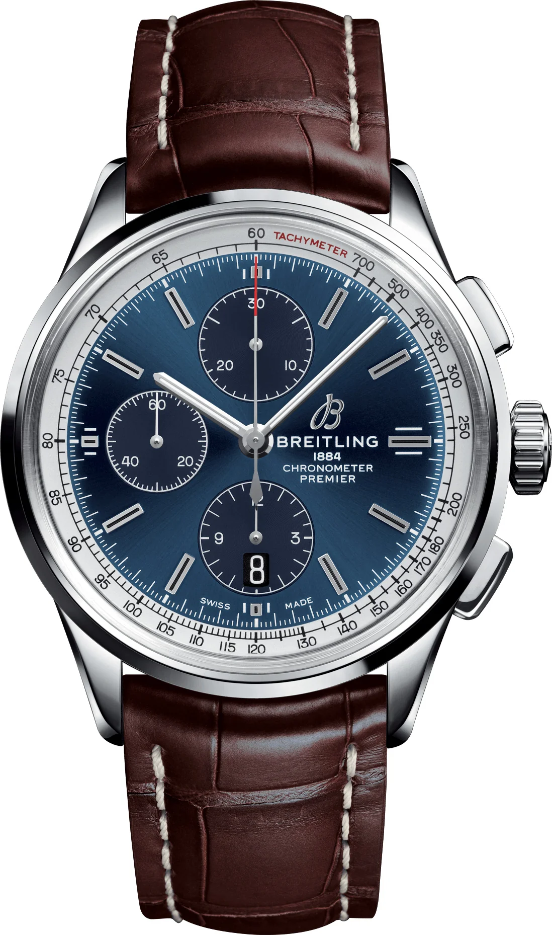 Breitling Watch Premier Chronograph 42 Brown Croco Folding