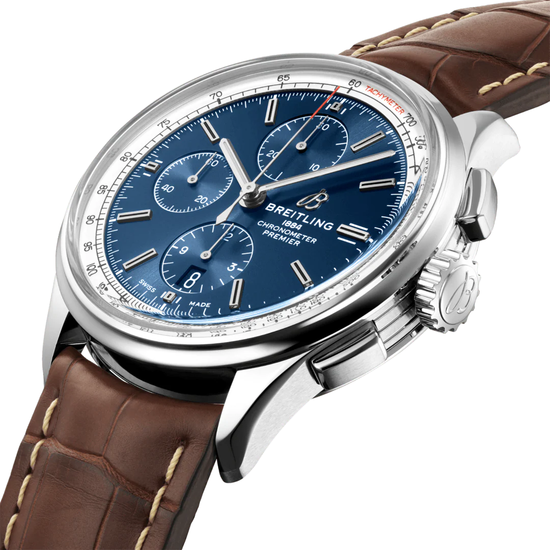 Breitling Watch Premier Chronograph 42 Brown Croco Tang - Image 4