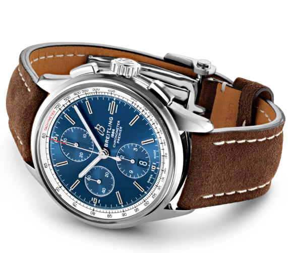 Breitling Watch Premier Chronograph 42 Brown Nubuck Tang - Image 3