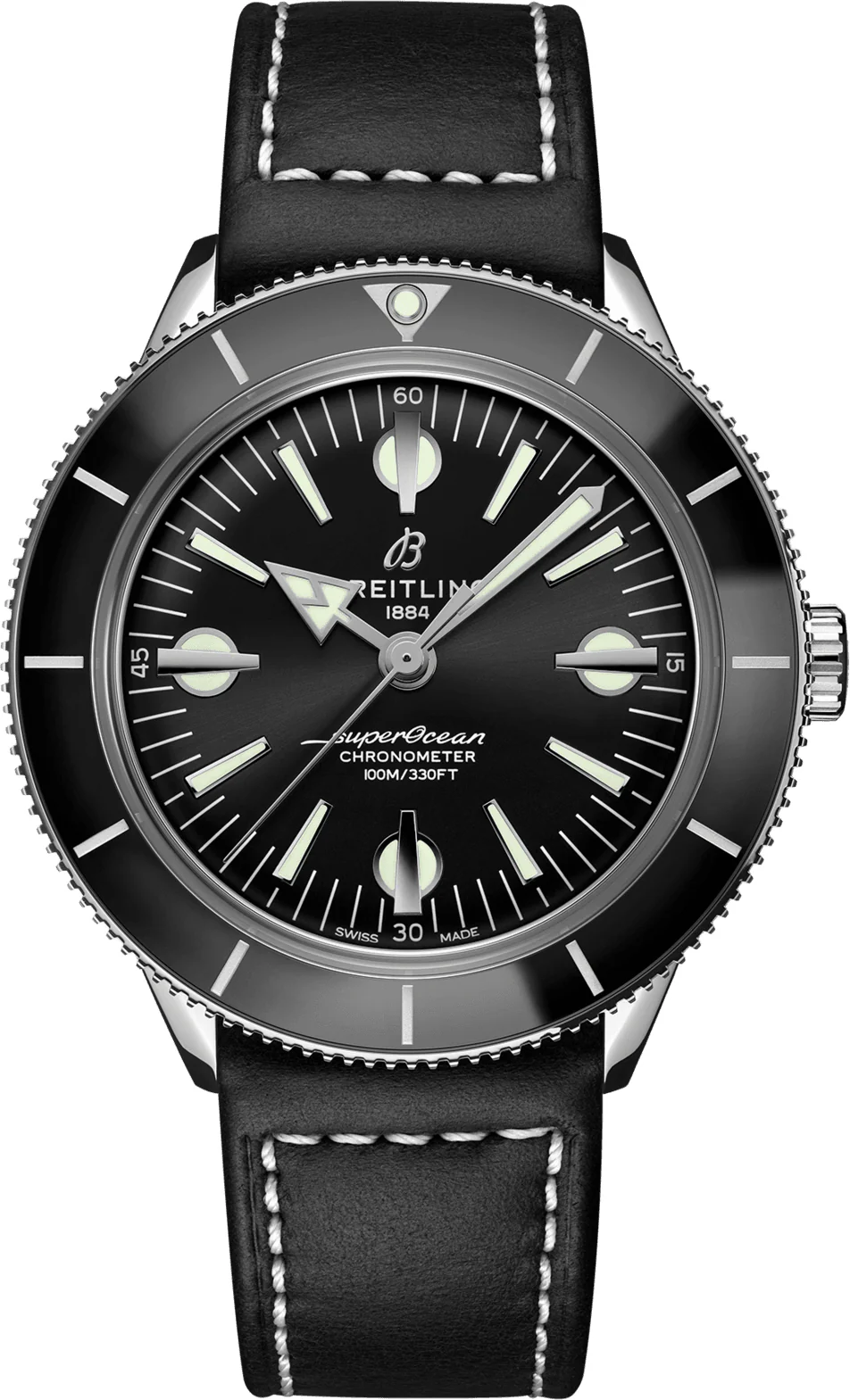 Breitling Watch Superocean Heritage 57 Black Leather Folding Clasp
