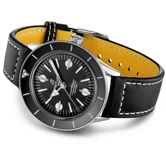 Breitling Watch Superocean Heritage 57 Black Leather Folding Clasp - Image 3