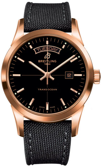 Breitling Watch Transocean Black Red Gold Military Tang Type