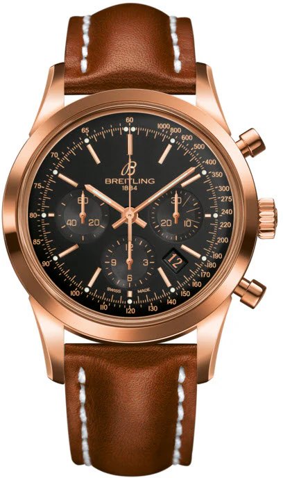Breitling Watch Transocean Chronograph Black Red Gold