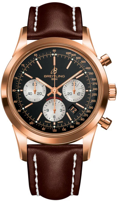 Breitling Watch Transocean Chronograph Black Red Gold
