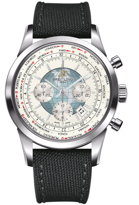 Breitling Watch Transocean Chronograph Unitime Polar White