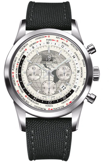 Breitling Watch Transocean Chronograph Unitime Polar White