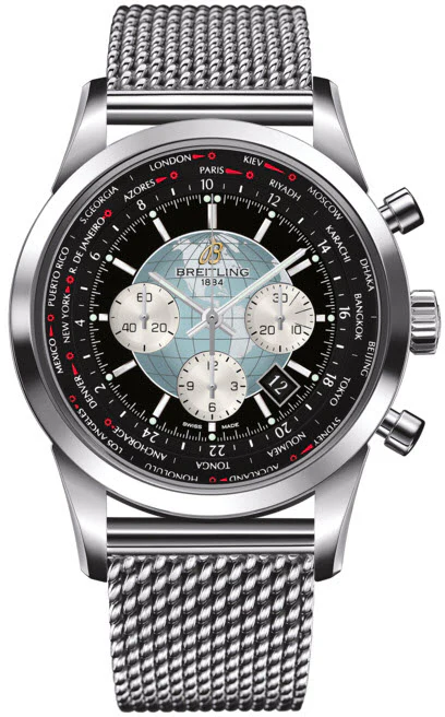 Breitling Watch Transocean Chronograph Unitime Steel Black