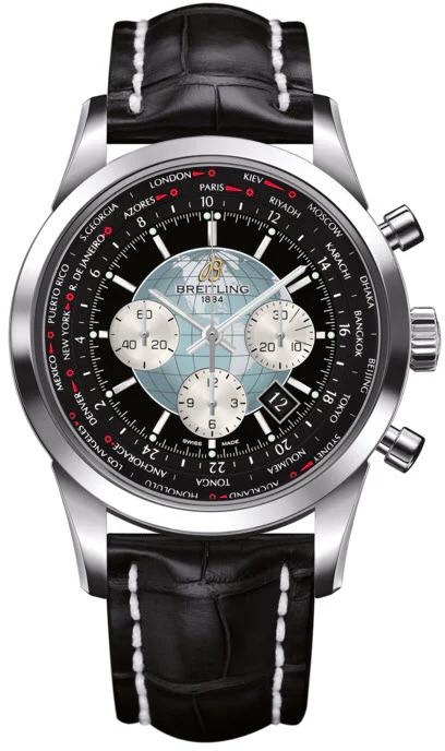 Breitling Watch Transocean Chronograph Unitime Steel Black