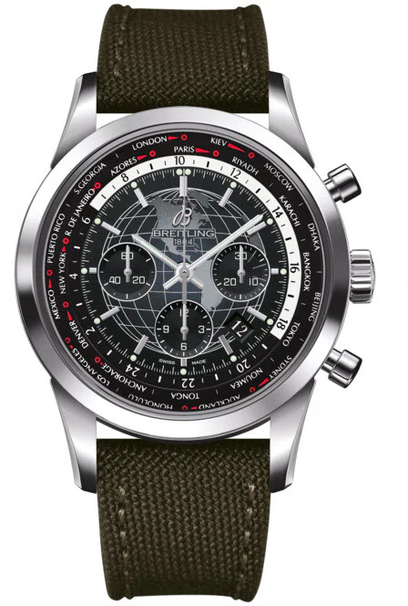 Breitling Watch Transocean Chronograph Unitime Steel Black