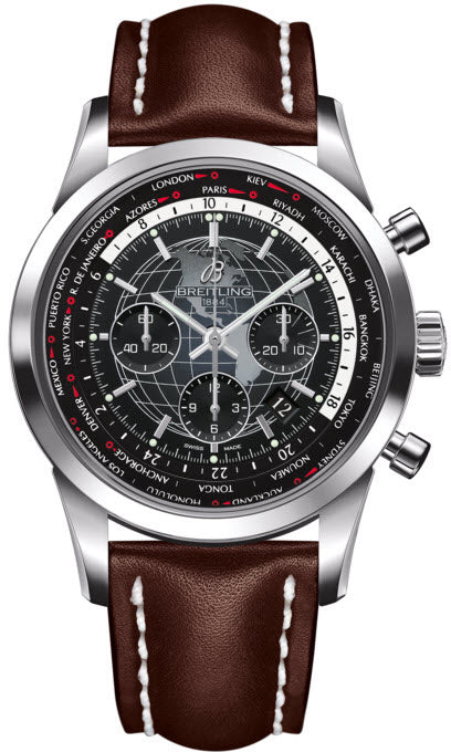 Breitling Watch Transocean Chronograph Unitime Steel Black