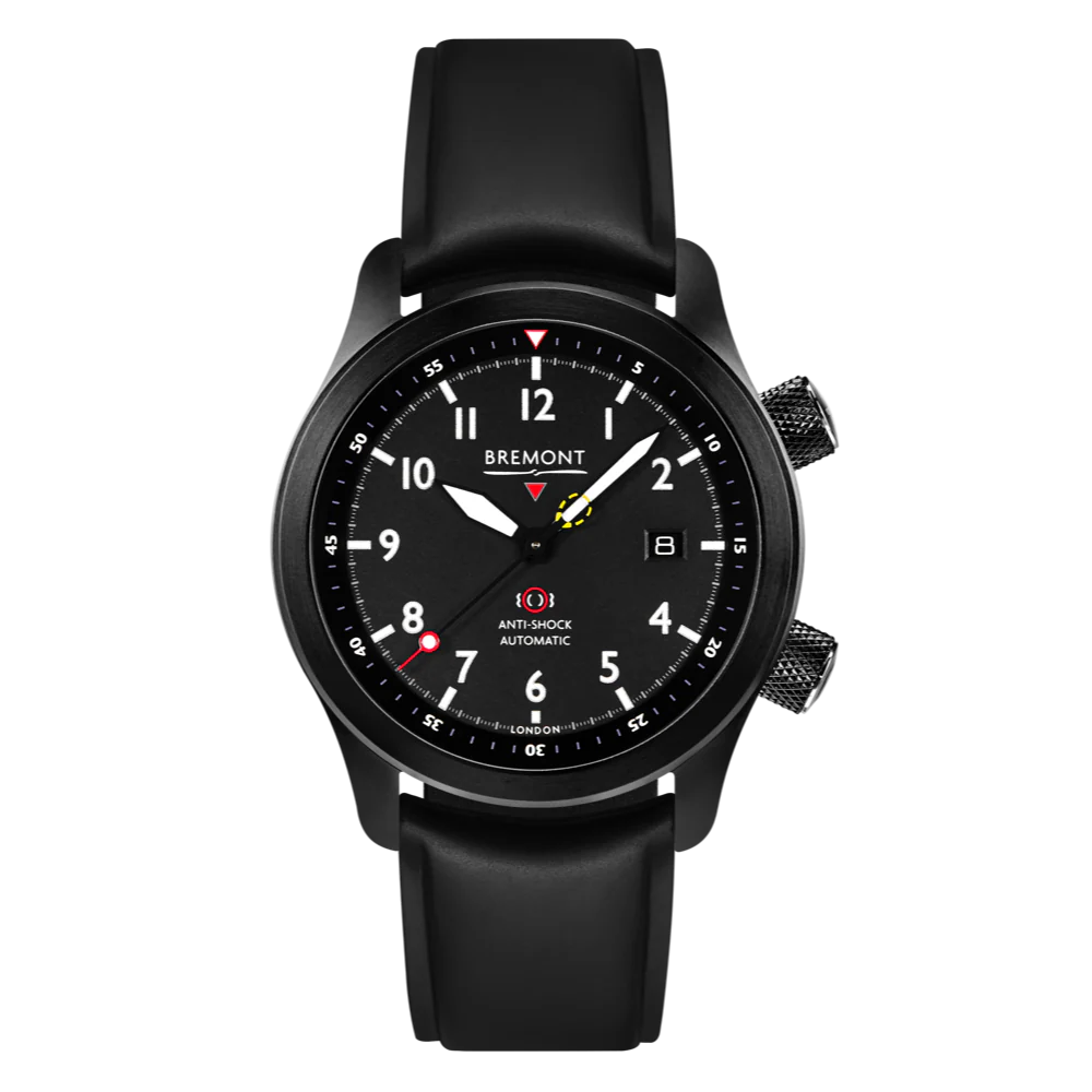 Bremont Watch MBII Custom DLC Black Dial with Yellow Barrel & Open Case Back - Image 4